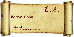 Bader Anna névjegykártya