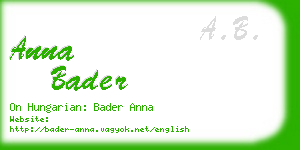 anna bader business card